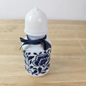 Vintage AVON Empty Bubble Bath Bottle‎ + Stopper White Blue Collectible